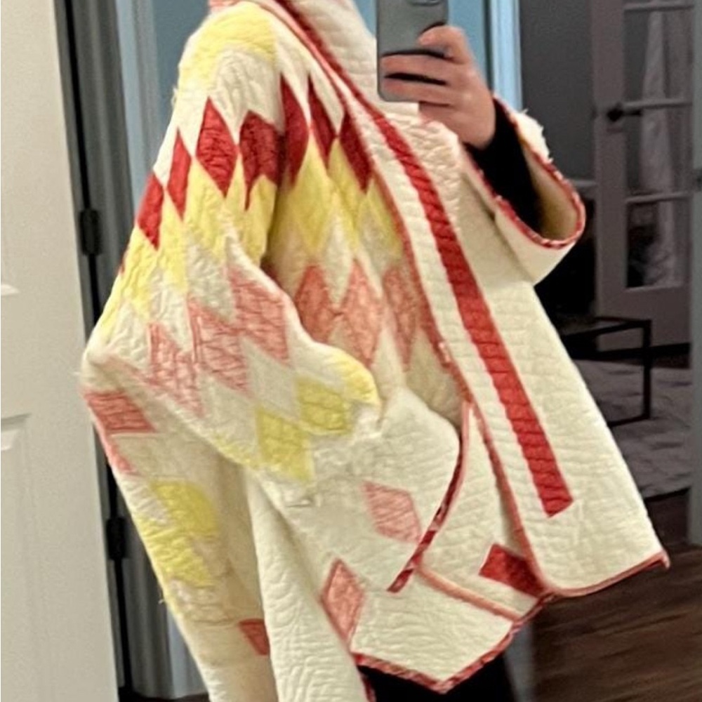 Quilted Patchwork Jacket - Red, Yellow, and Cream